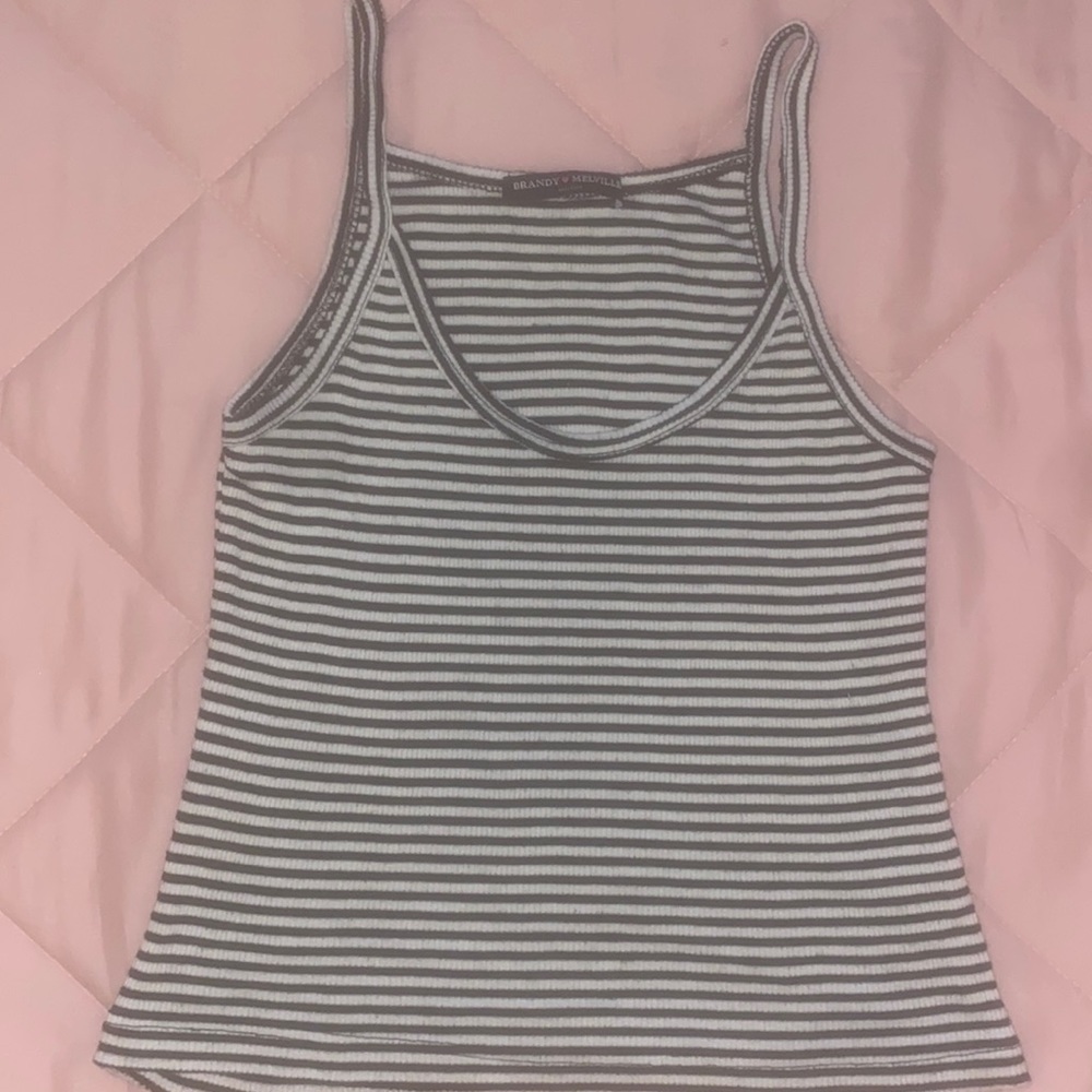 Brandy Melville black and white striped top .